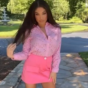 FLAP TRIM MINI SKIRT BUBBLE GUM